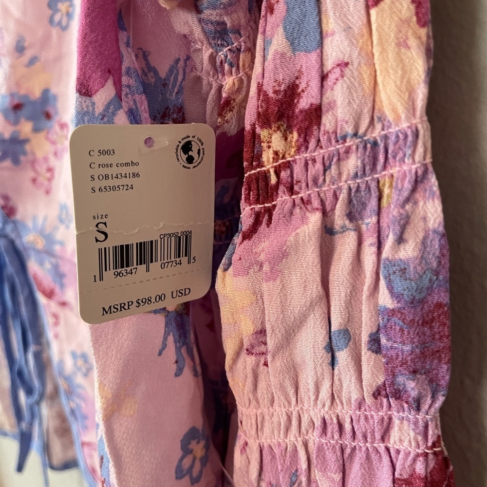Free People Venice Printed Top , Rose Combo - Picture 11 of 11